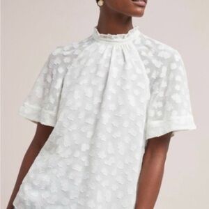 Anthropologie Feather Bone White Blouse
